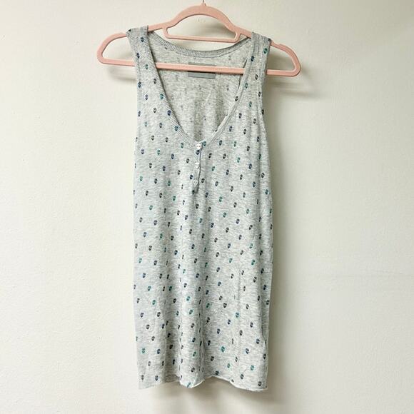 Zadig & Voltaire Smash Print Sleeveless V-Neck Long Tank Top Gray Women's Size S - Picture 1 of 4